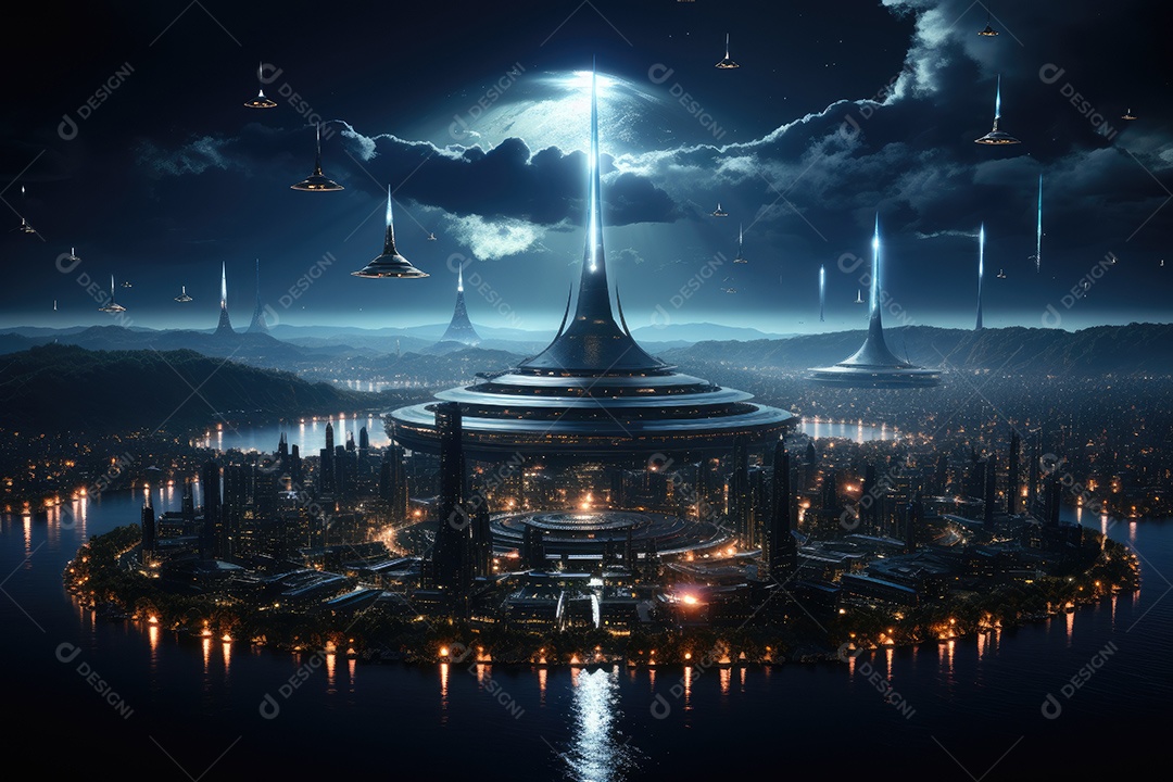 Um encontro intenso enquanto uma aeronave militar se aproxima de um objeto voador não identificado sobre um vasto oceano gerado por IA