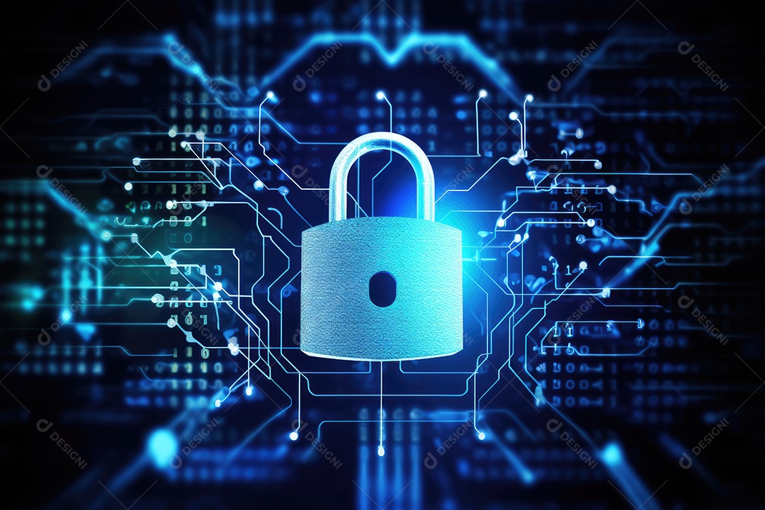 Uma imagem mostrando o contexto da proteção de dados cibernéticos e da tecnologia gerada por IA