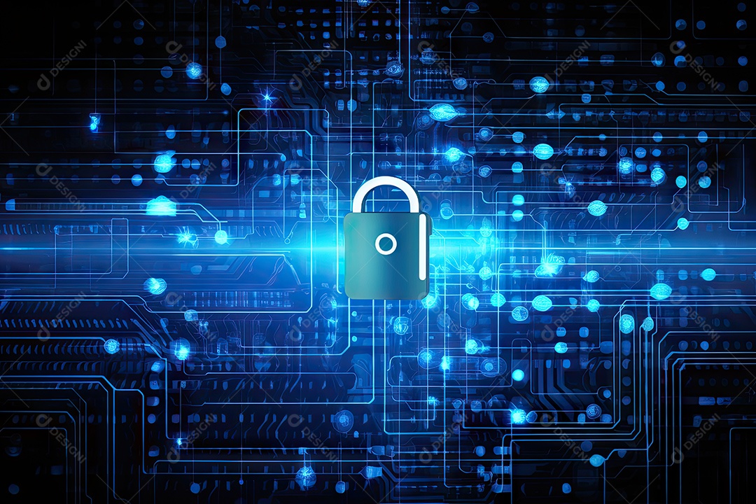 Uma imagem mostrando o contexto da proteção de dados cibernéticos e da tecnologia gerada por IA