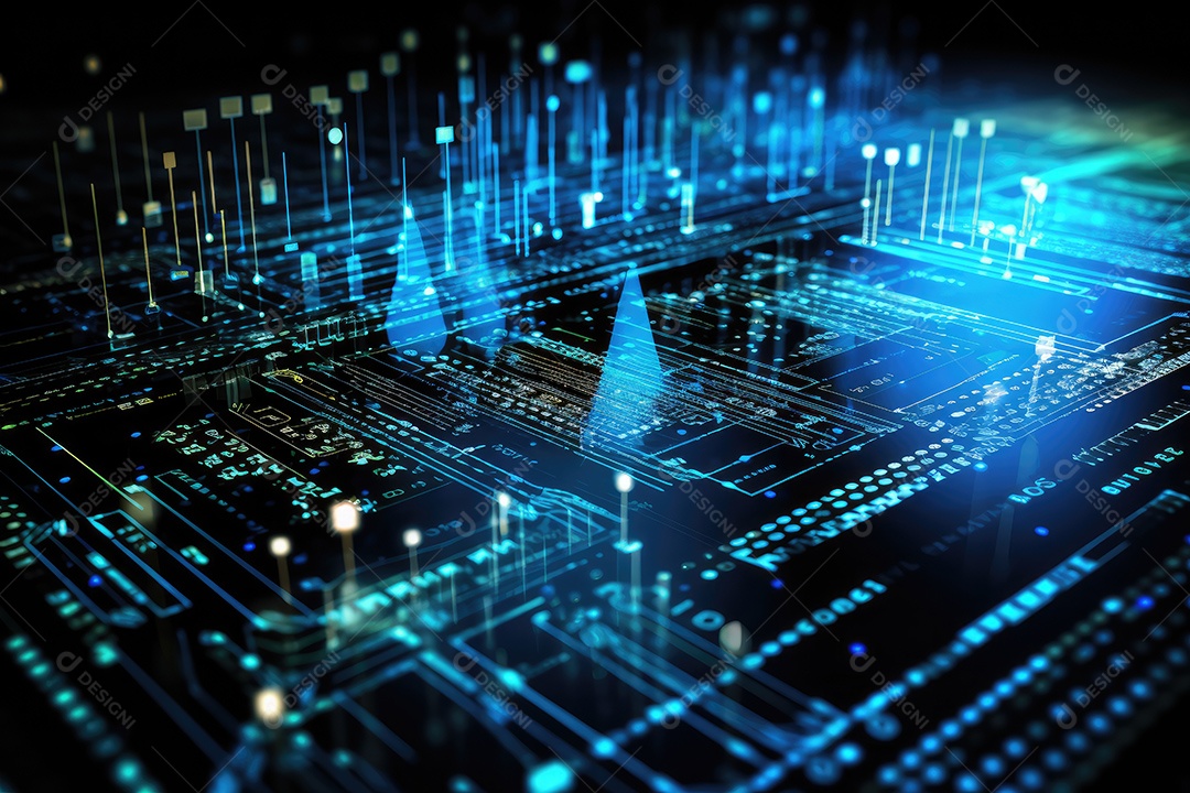 Uma imagem mostrando o contexto da proteção de dados cibernéticos e da tecnologia gerada por IA