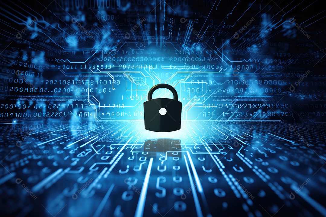 Uma imagem mostrando o contexto da proteção de dados cibernéticos e da tecnologia gerada por IA