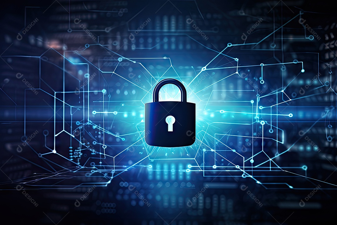 Uma imagem mostrando o contexto da proteção de dados cibernéticos e da tecnologia gerada por IA