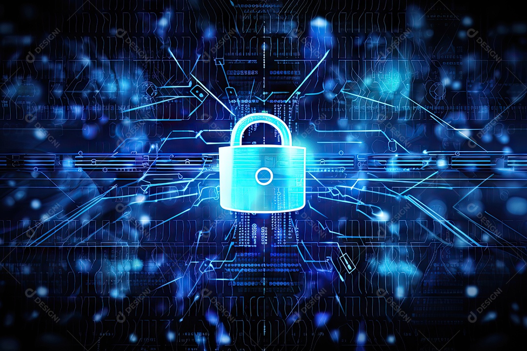 Uma imagem mostrando o contexto da proteção de dados cibernéticos e da tecnologia gerada por IA