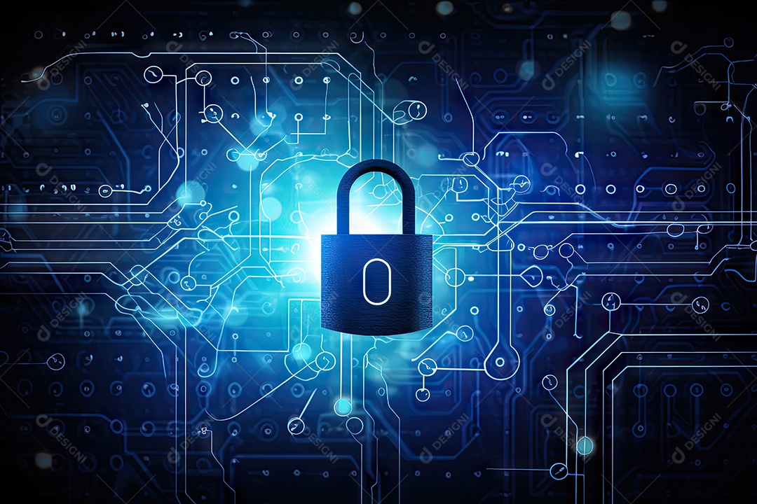 Uma imagem mostrando o contexto da proteção de dados cibernéticos e da tecnologia gerada por IA