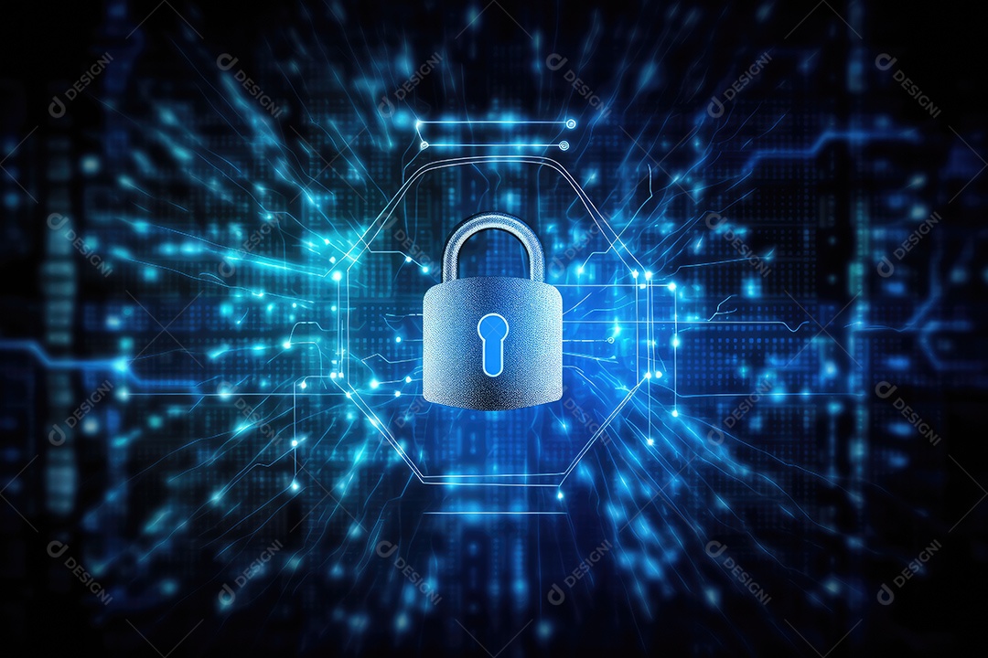 Uma imagem mostrando o contexto da proteção de dados cibernéticos e da tecnologia gerada por IA