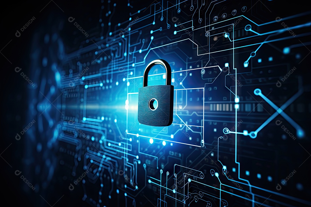 Uma imagem mostrando o contexto da proteção de dados cibernéticos e da tecnologia gerada por IA