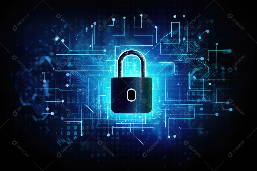 Uma imagem mostrando o contexto da proteção de dados cibernéticos e da tecnologia gerada por IA