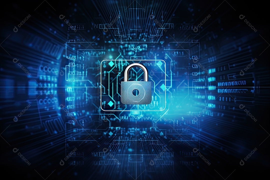 Uma imagem mostrando o contexto da proteção de dados cibernéticos e da tecnologia gerada por IA