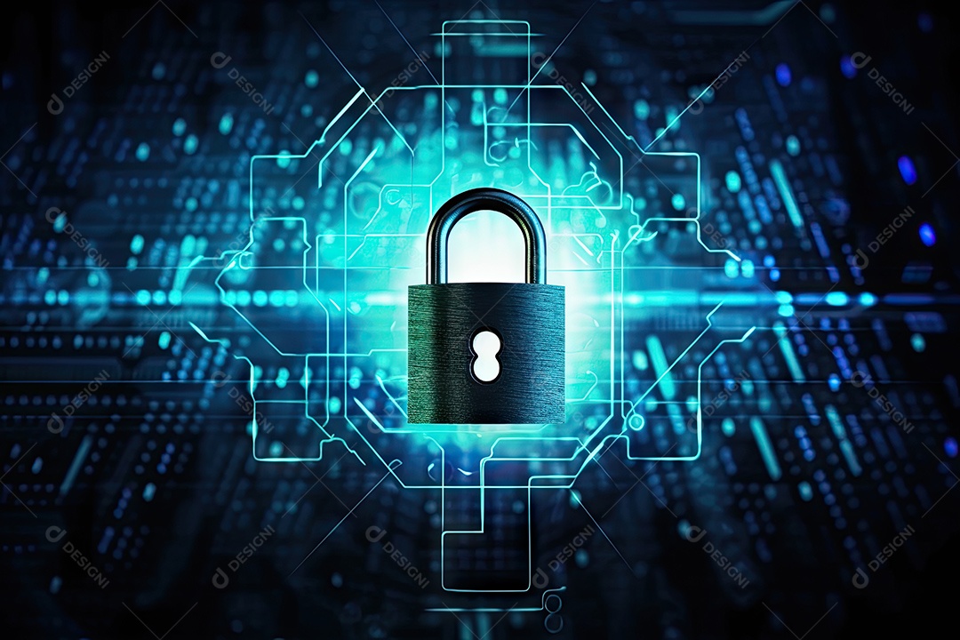 Uma imagem mostrando o contexto da proteção de dados cibernéticos e da tecnologia gerada por IA