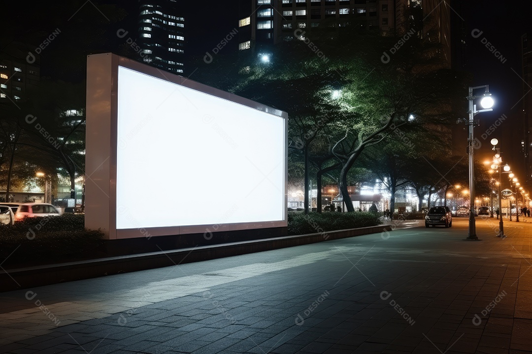 Outdoor ou display branco em branco publicidade fundo desfocado gerado por IA