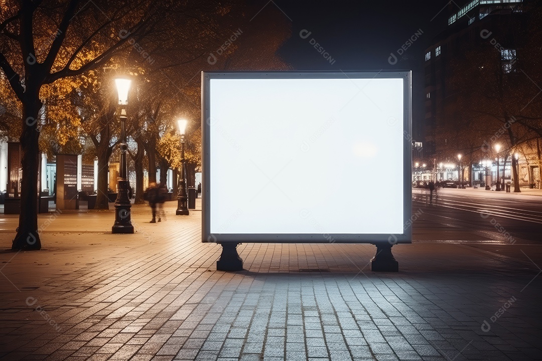 Outdoor ou display branco em branco publicidade fundo desfocado gerado por IA