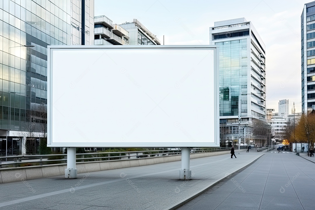 Outdoor ou display branco em branco publicidade fundo desfocado gerado por IA