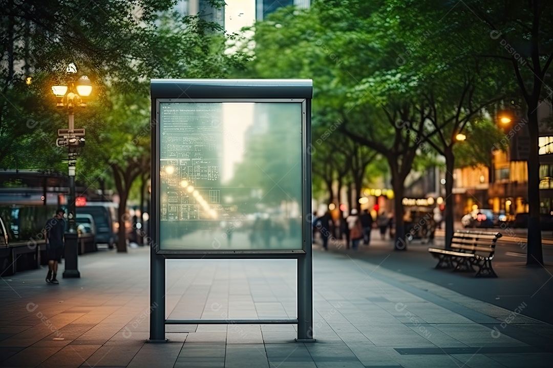 Outdoor ou display branco em branco publicidade fundo desfocado gerado por IA