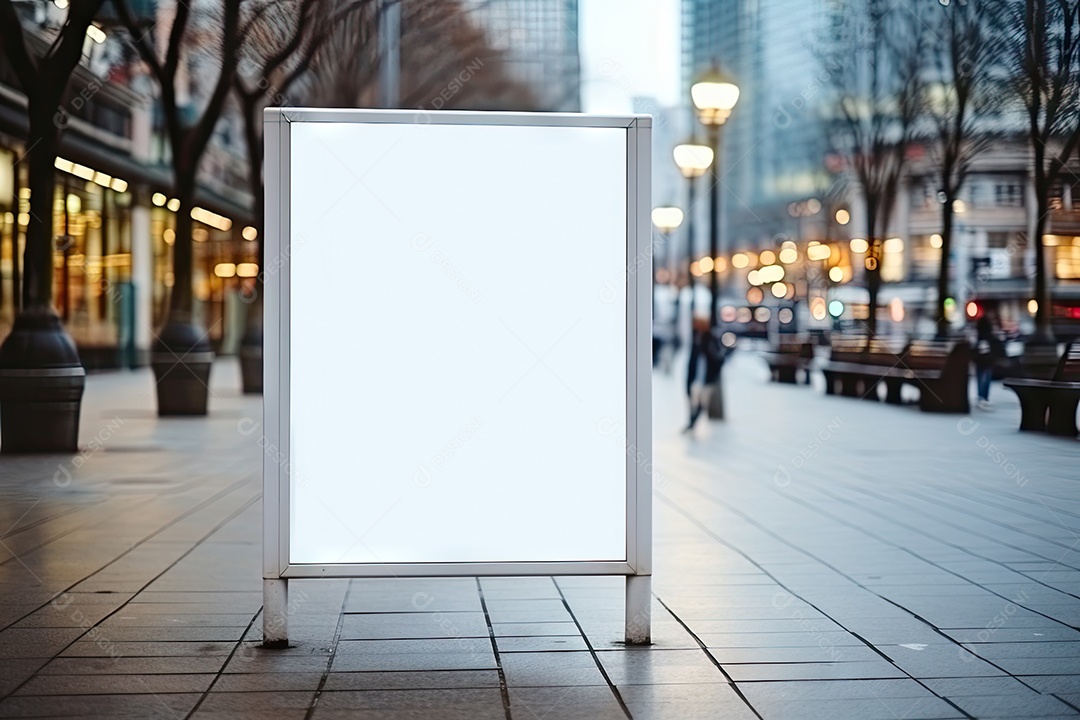 Outdoor ou display branco em branco publicidade fundo desfocado gerado por IA