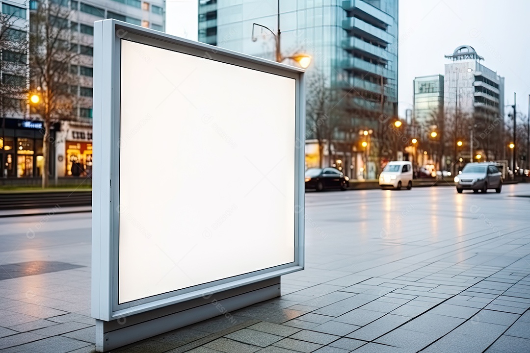 Outdoor ou display branco em branco publicidade fundo desfocado gerado por IA