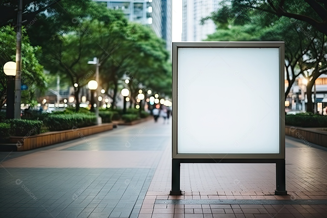 Outdoor ou display branco em branco publicidade fundo desfocado gerado por IA