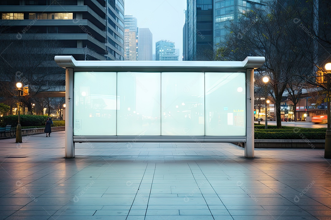 Outdoor ou display branco em branco publicidade fundo desfocado gerado por IA