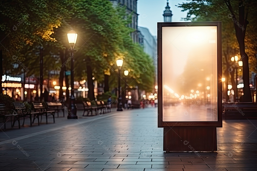 Outdoor ou display branco em branco publicidade fundo desfocado gerado por IA