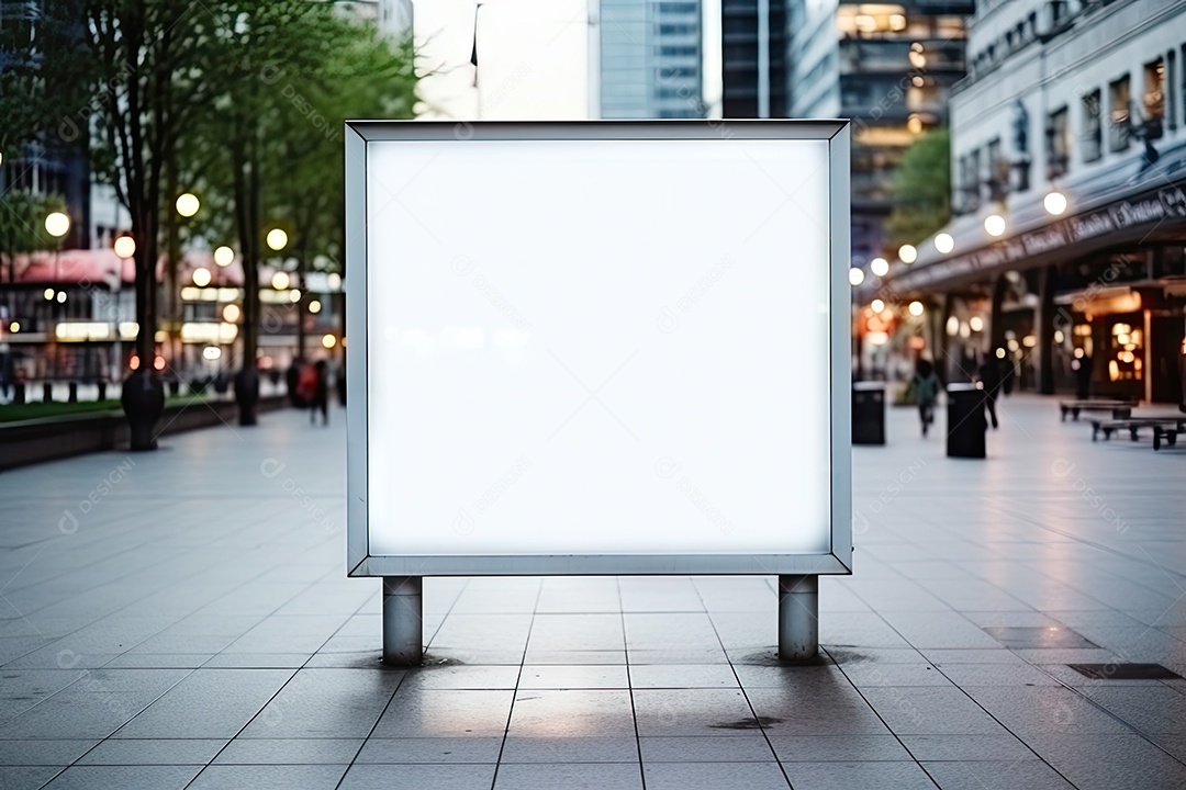 Outdoor ou display branco em branco publicidade fundo desfocado gerado por IA