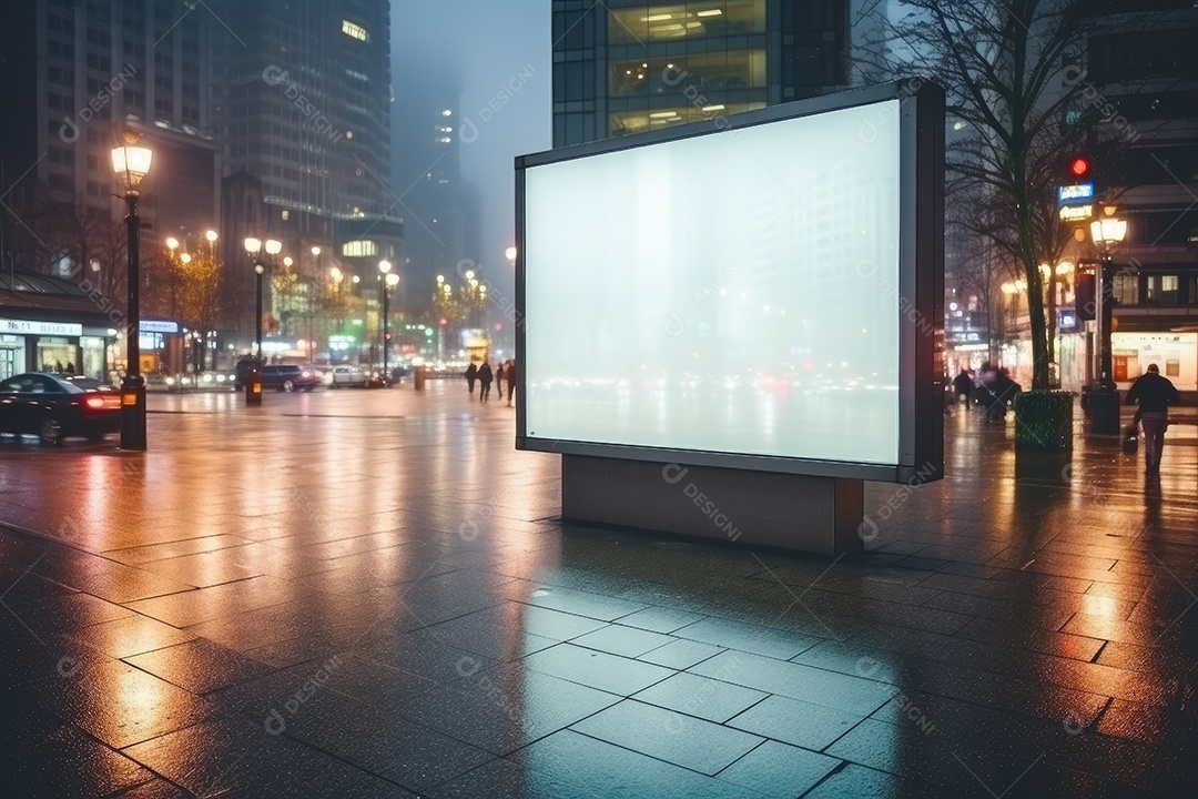 Outdoor ou display branco em branco publicidade fundo desfocado gerado por IA