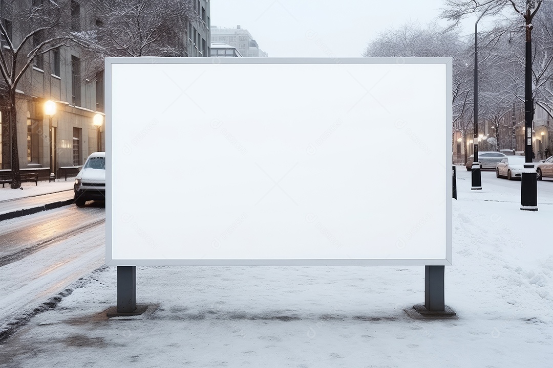 Outdoor ou display branco em branco publicidade fundo desfocado gerado por IA