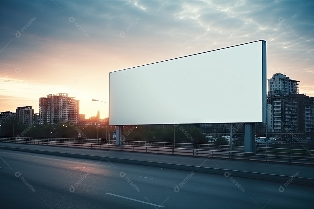 Outdoor ou display branco em branco publicidade fundo desfocado gerado por IA