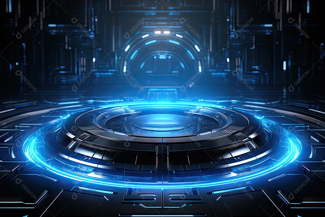 Tecnologia abstrata holograma elemento de luz neon círculo inovação vitalidade em design futurista gerado por IA