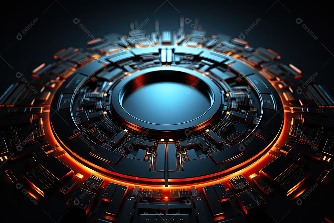 Tecnologia abstrata holograma elemento de luz neon círculo inovação vitalidade em design futurista gerada por IA