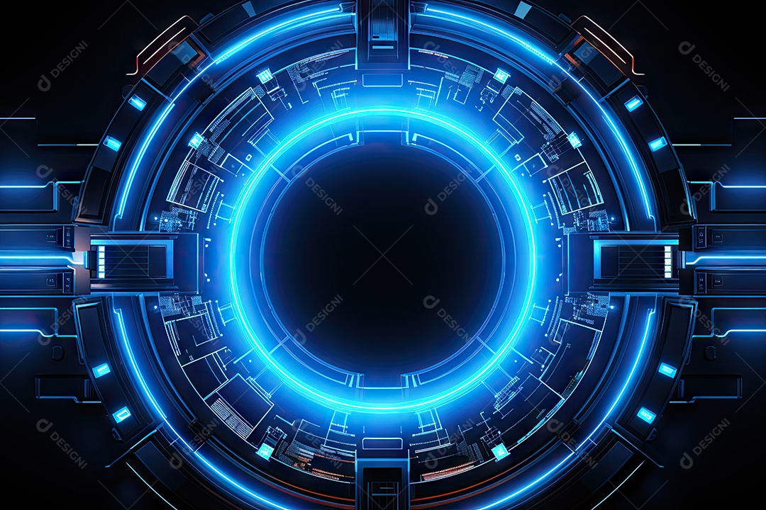 Tecnologia abstrata holograma elemento de luz neon círculo inovação vitalidade em design futurista gerada por IA