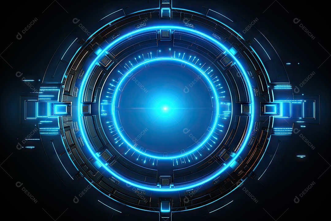 Tecnologia abstrata holograma elemento de luz neon círculo inovação vitalidade em design futurista gerada por IA