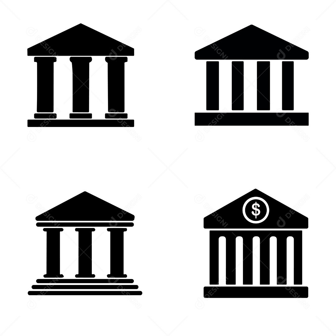 Conjunto de Ícones de Bancos Financeiros Vetor EPS