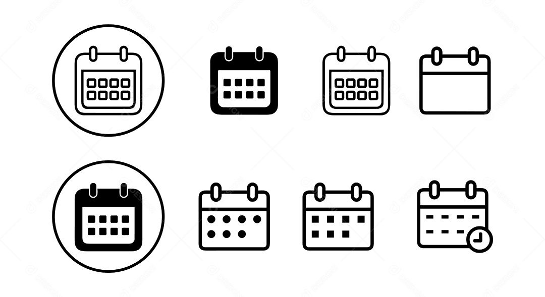Conjunto de Ícones de Calendários Vetor EPS