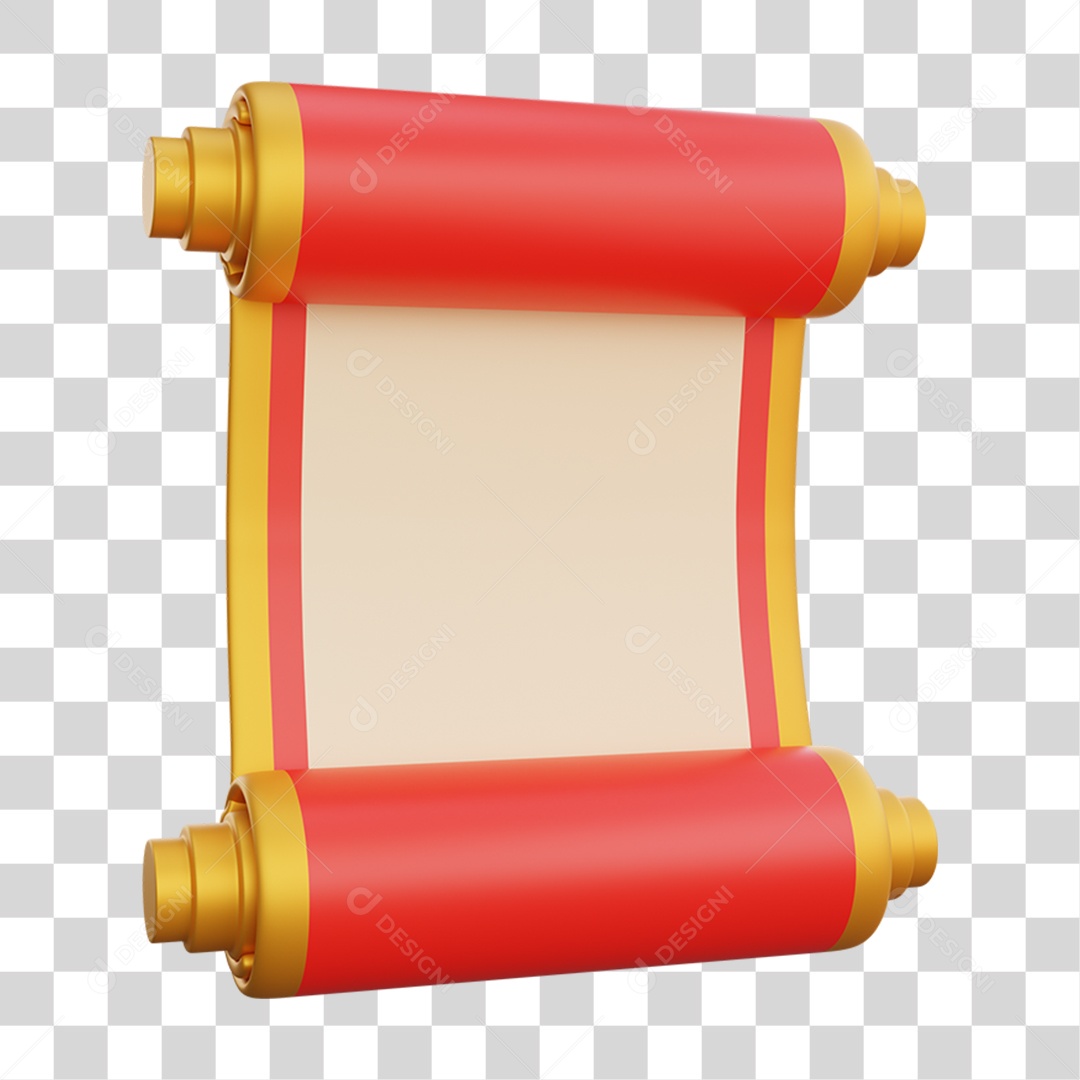 Elemento 3D Pergaminho da Cultura Chinesa PNG Transparente
