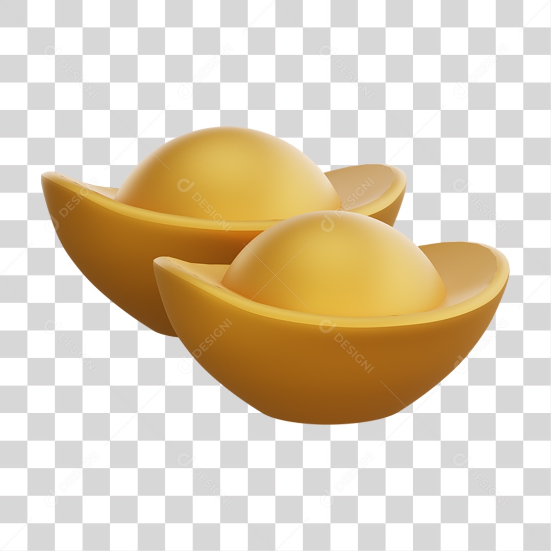 Elemento 3D Lingote de Ouro da Cultura Chinesa PNG Transparente