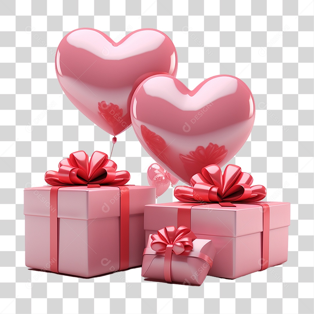 Balões de Coração Dia dos Namorados PNG Transparente