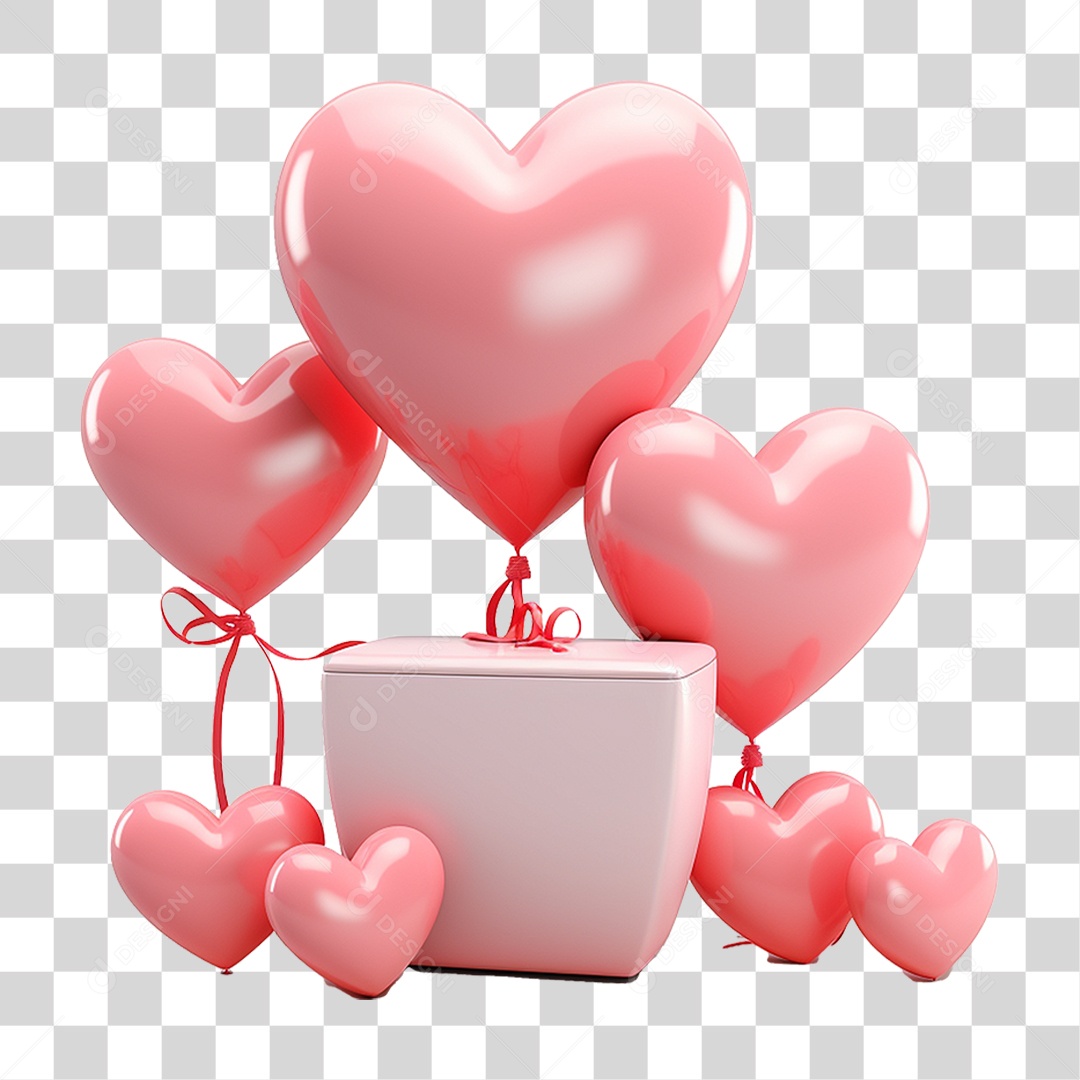 Balões de Coração Dia dos Namorados PNG Transparente