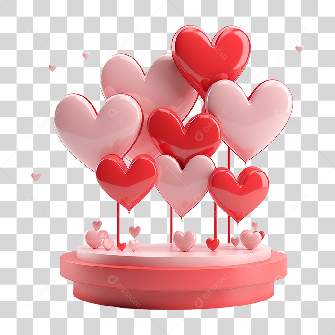 Balões de Coração Dia dos Namorados PNG Transparente