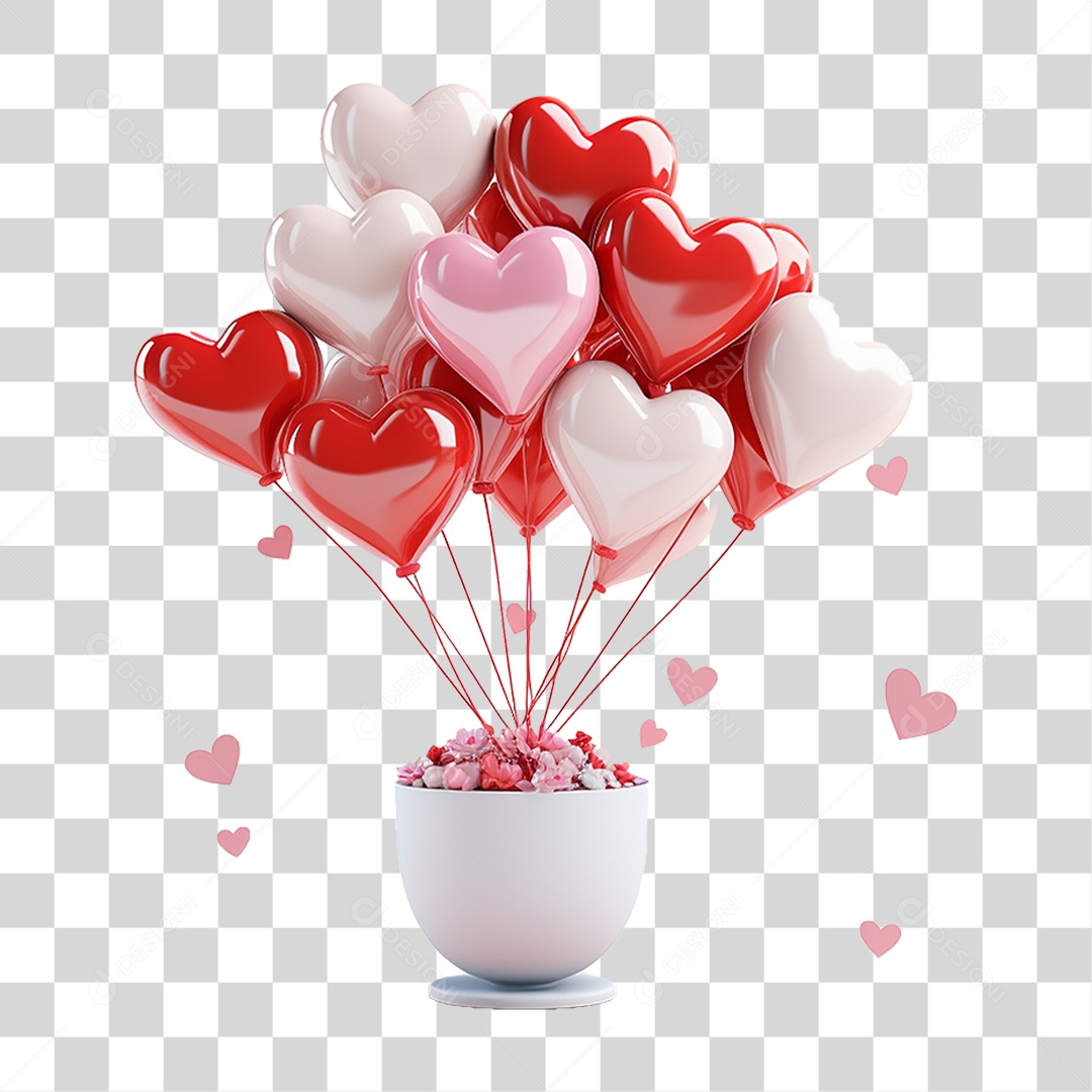 Balões de Coração Dia dos Namorados PNG Transparente