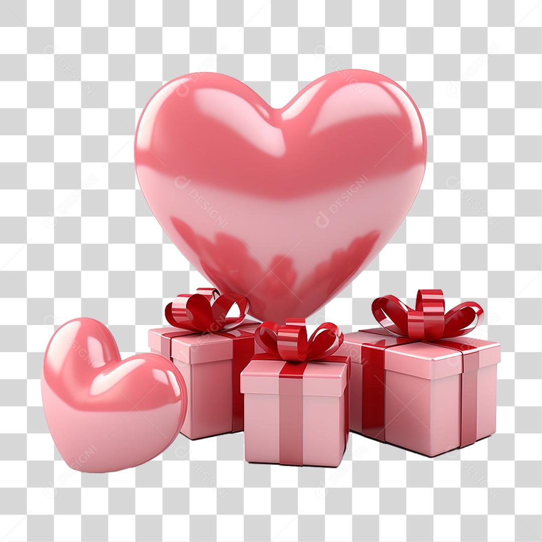 Balões de Coração Dia dos Namorados PNG Transparente