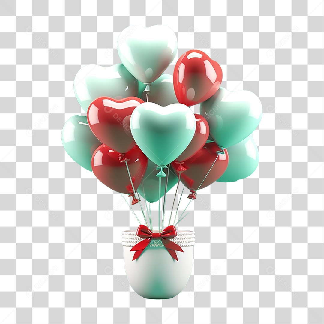 Balões de Coração Dia dos Namorados PNG Transparente