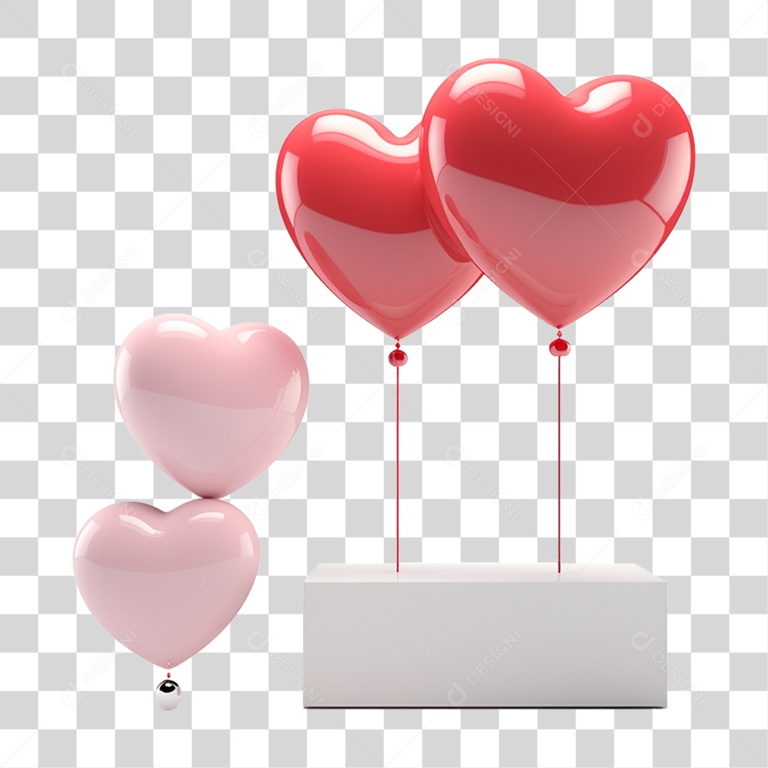 Balões de Coração Dia dos Namorados PNG Transparente