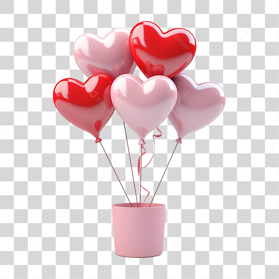 Balões de Coração Dia dos Namorados PNG Transparente