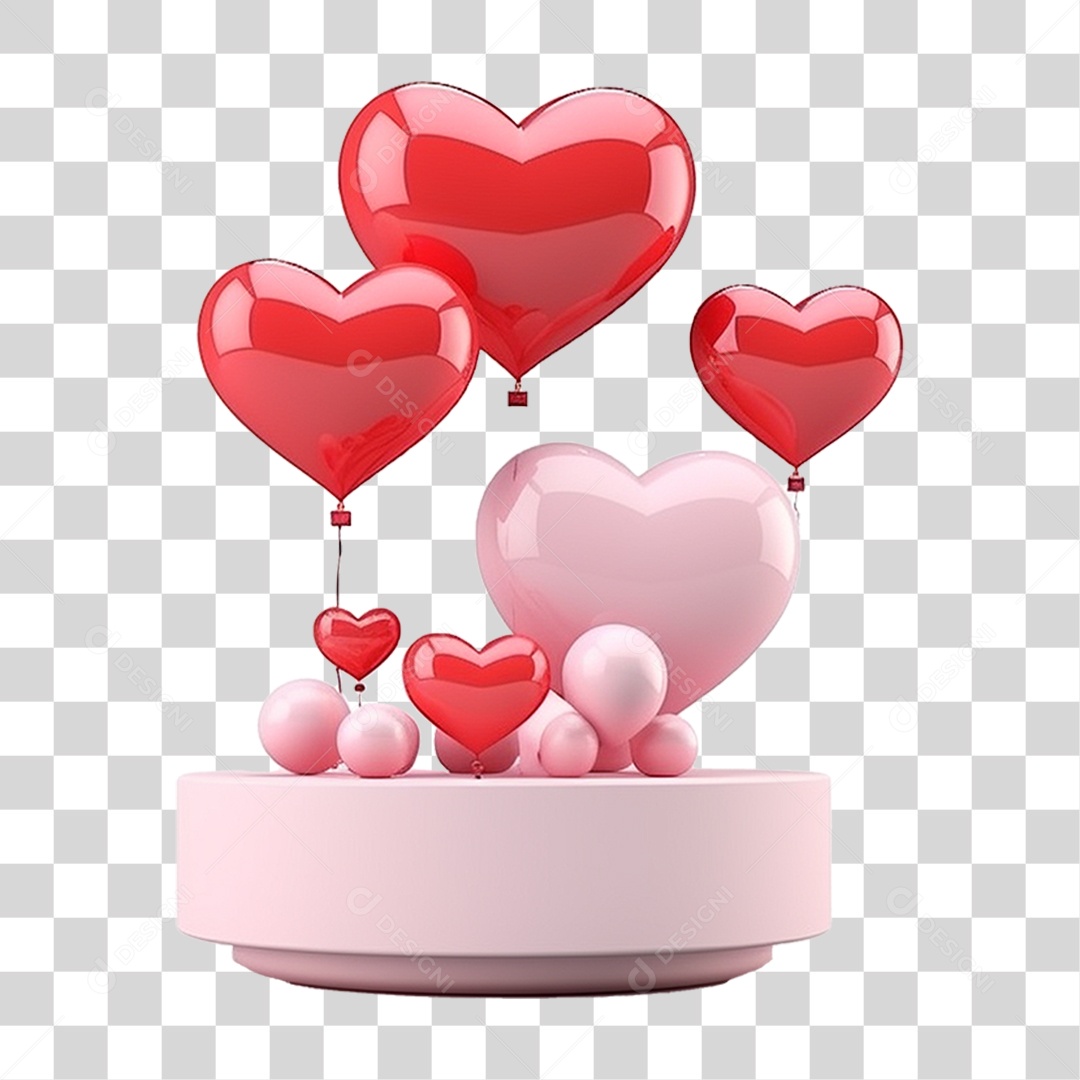 Balões de Coração Dia dos Namorados PNG Transparente
