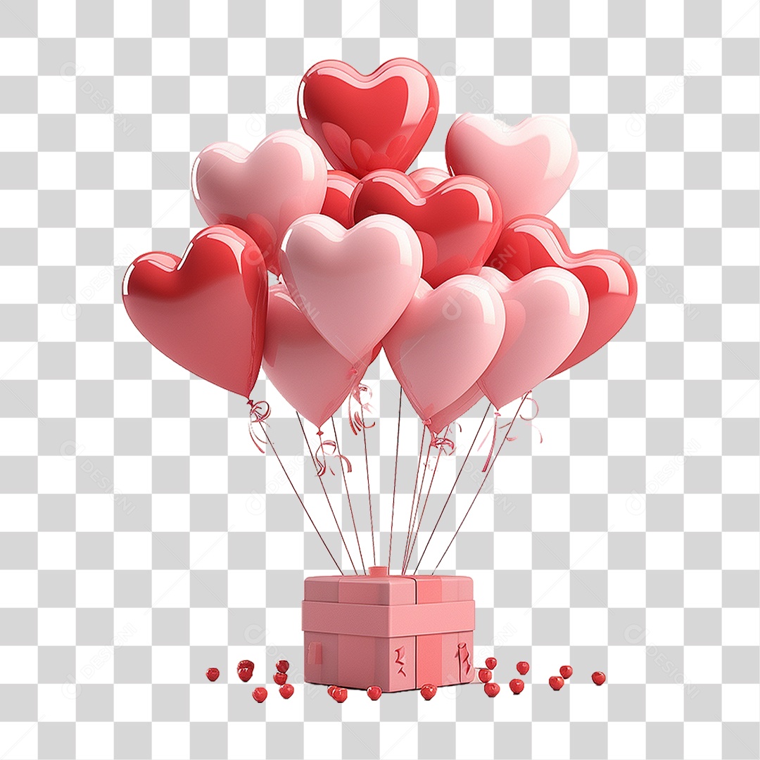 Balões de Coração Dia dos Namorados PNG Transparente
