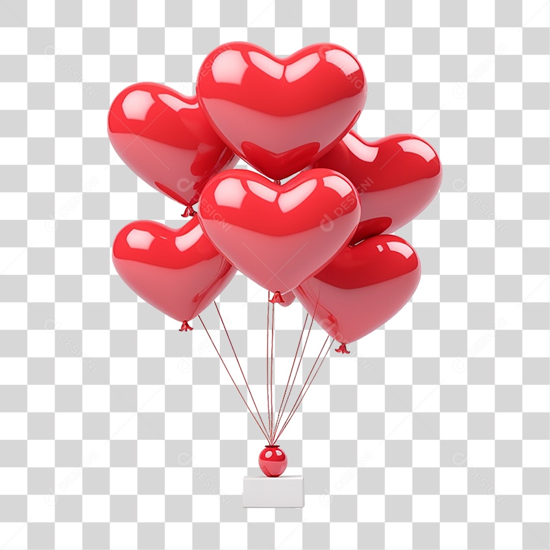 Balões de Coração Dia dos Namorados PNG Transparente