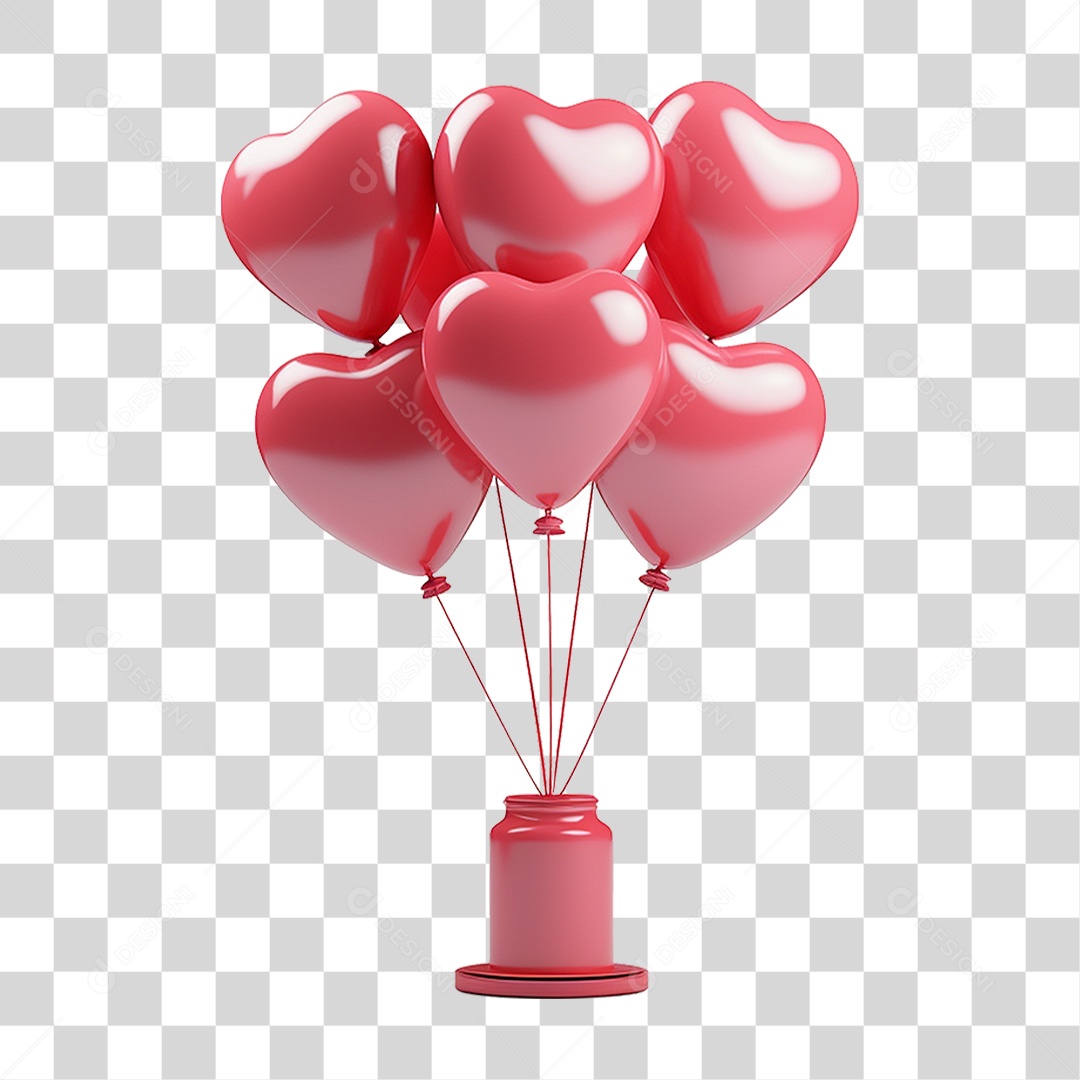 Balões de Coração Dia dos Namorados PNG Transparente