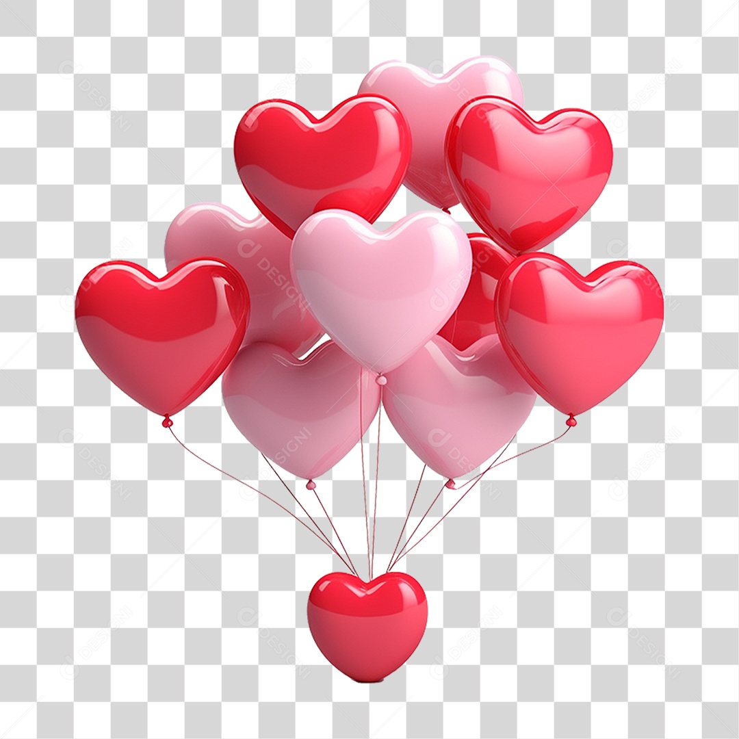 Balões de Coração Dia dos Namorados PNG Transparente