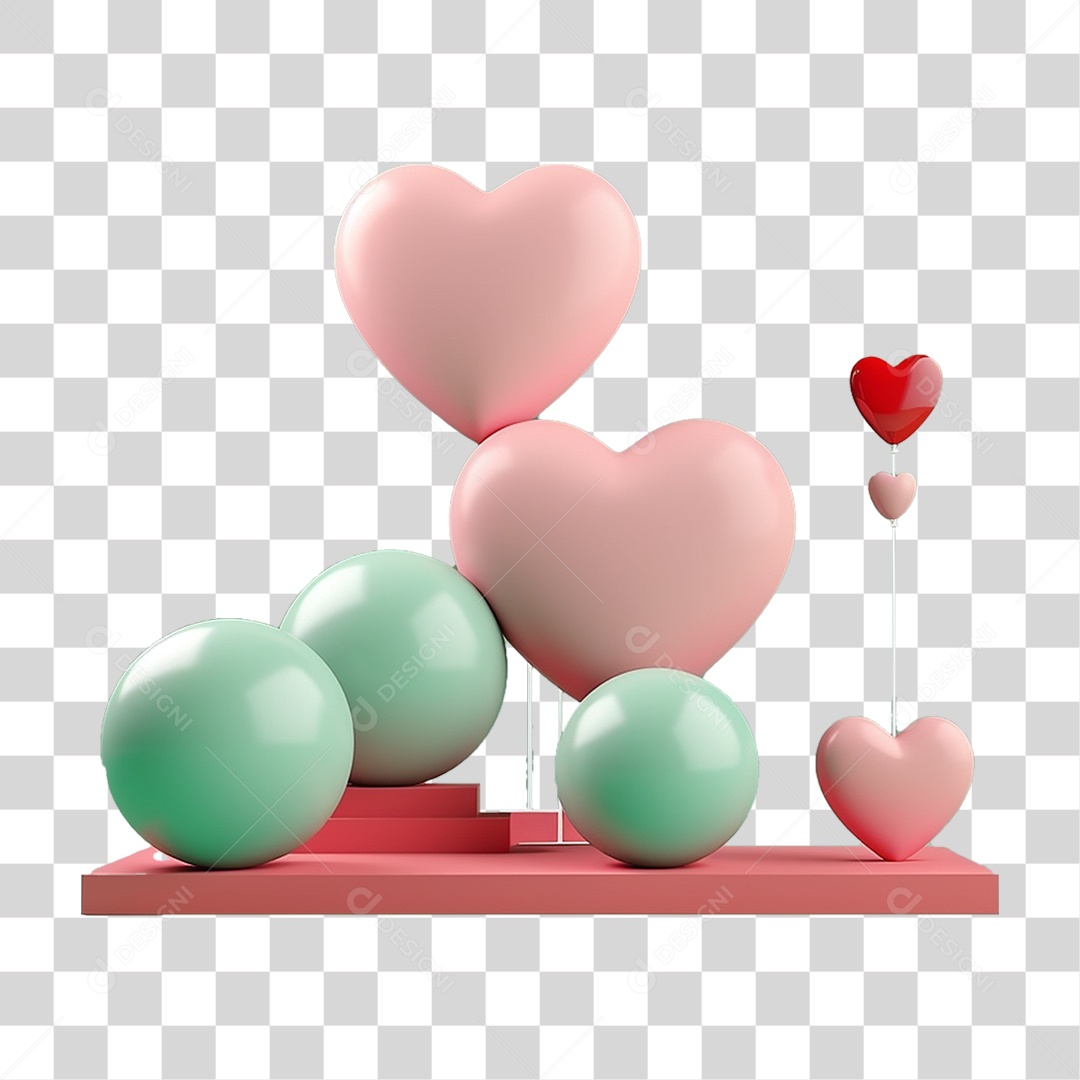 Balões de Coração Dia dos Namorados PNG Transparente