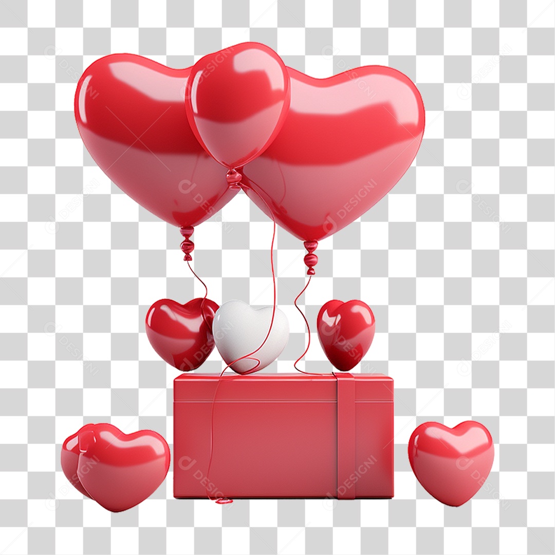 Balões de Coração Dia dos Namorados PNG Transparente