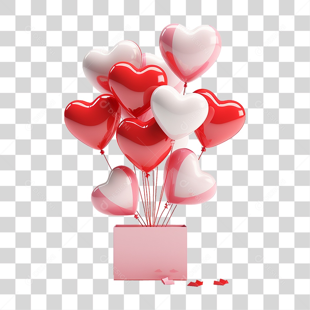 Balões de Coração Dia dos Namorados PNG Transparente